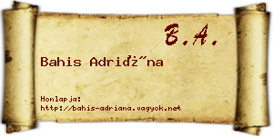 Bahis Adriána névjegykártya